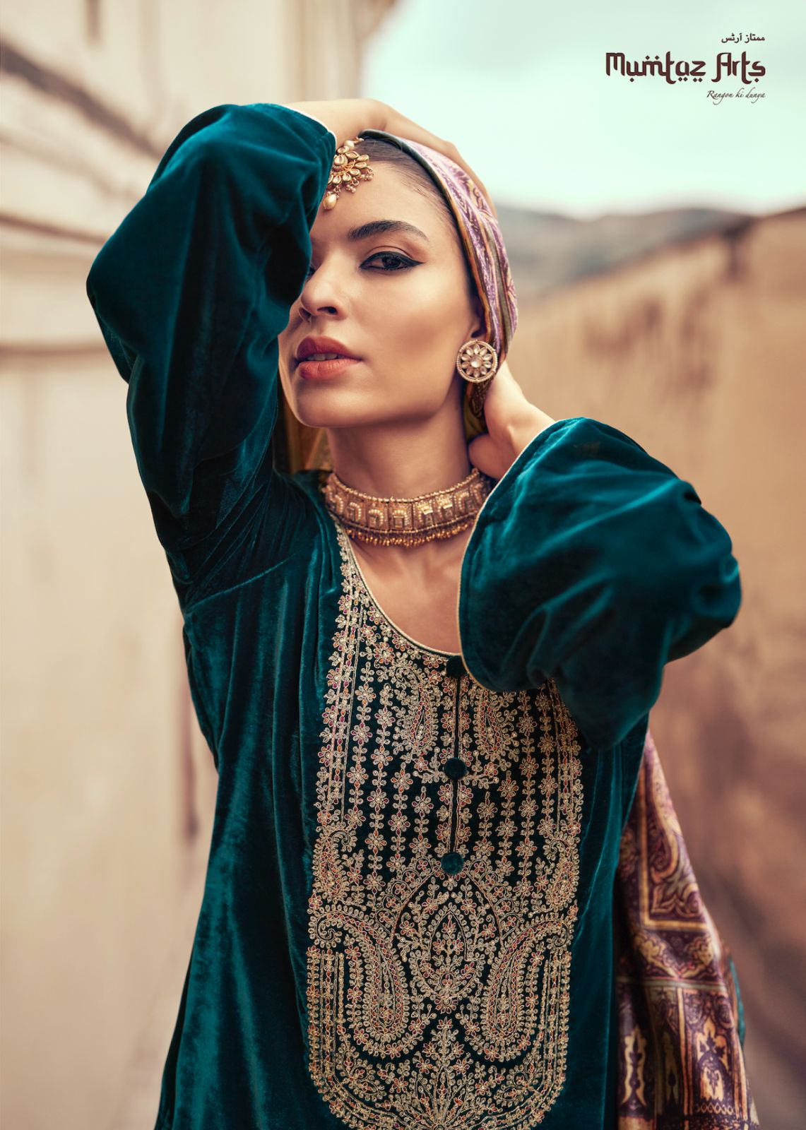 Safaa By Mumtaz Arts Velvet Print Kurti bottom With Dupatta Dress Material Catalog