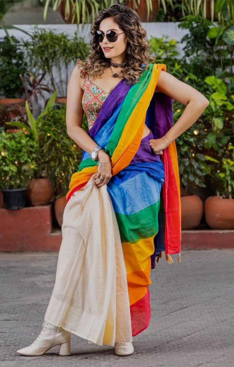 Mg296 Plain Linen Printed Saree Catalog