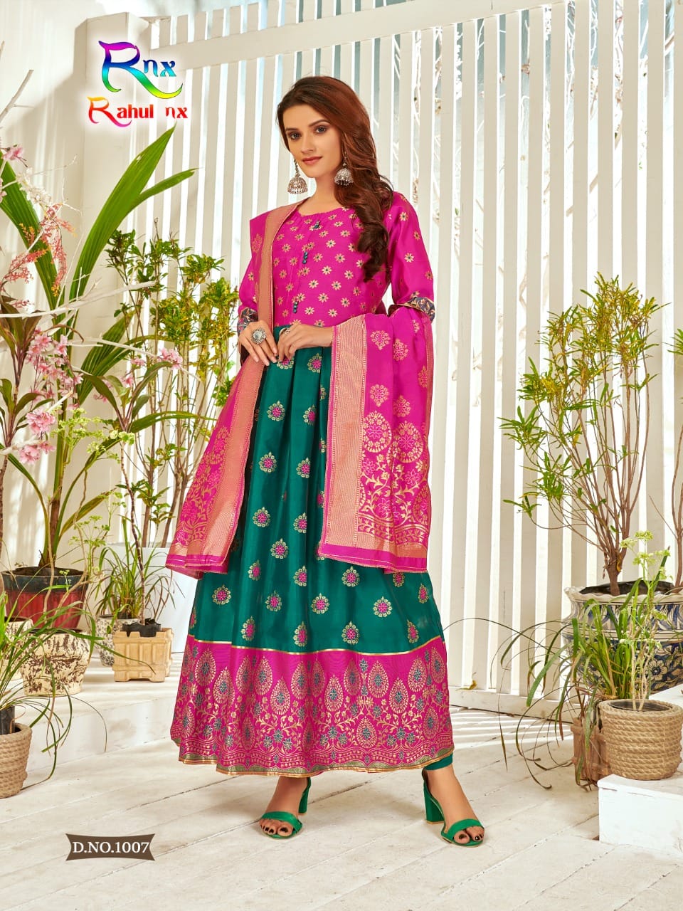 Rnx Minakri Daman Ethnic Wear Designer Silk Anarkali Kurti With Dupatta Collection
