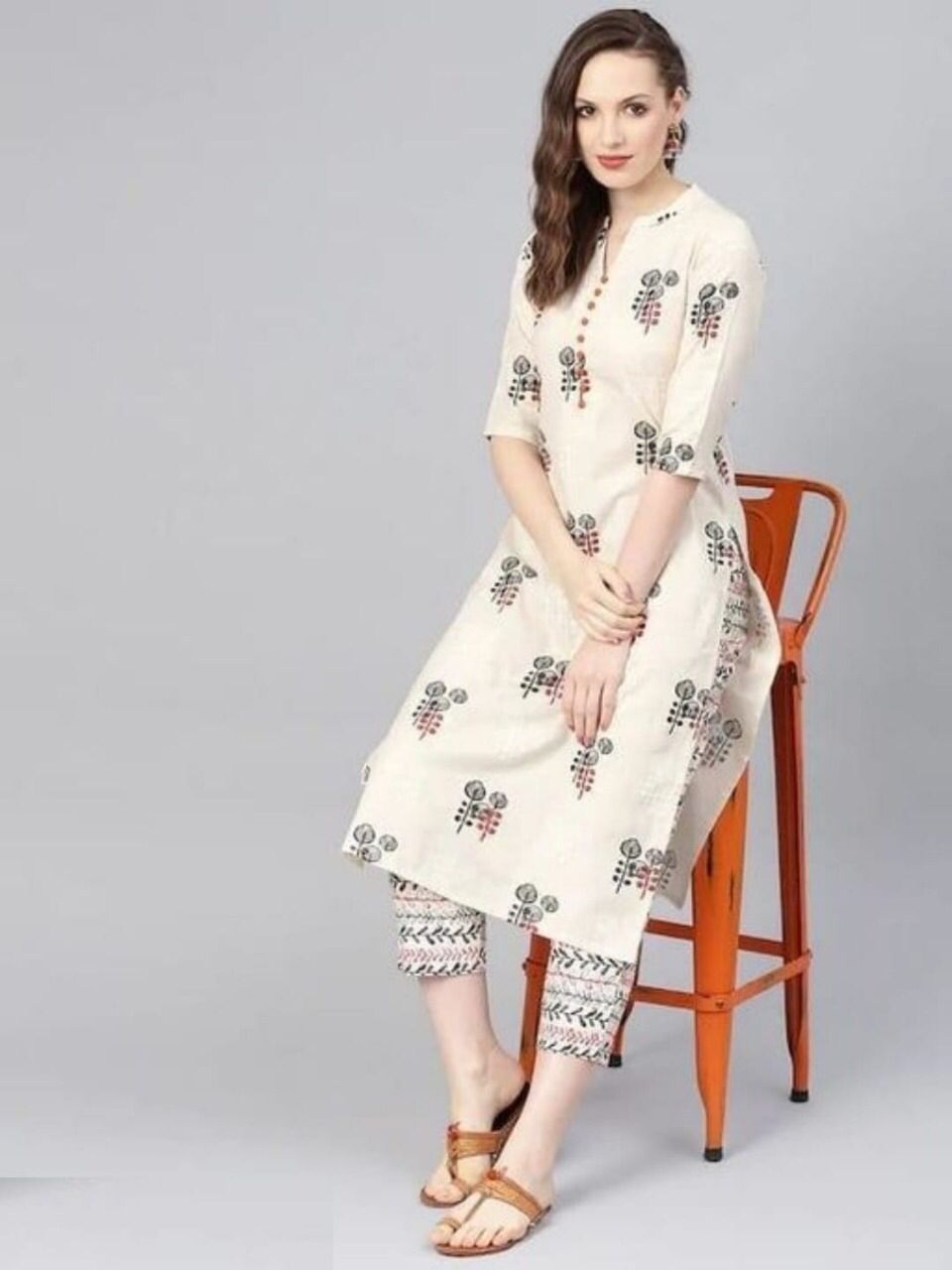 Vt Designer Cotton Printed Kurti With Bottom Catalog