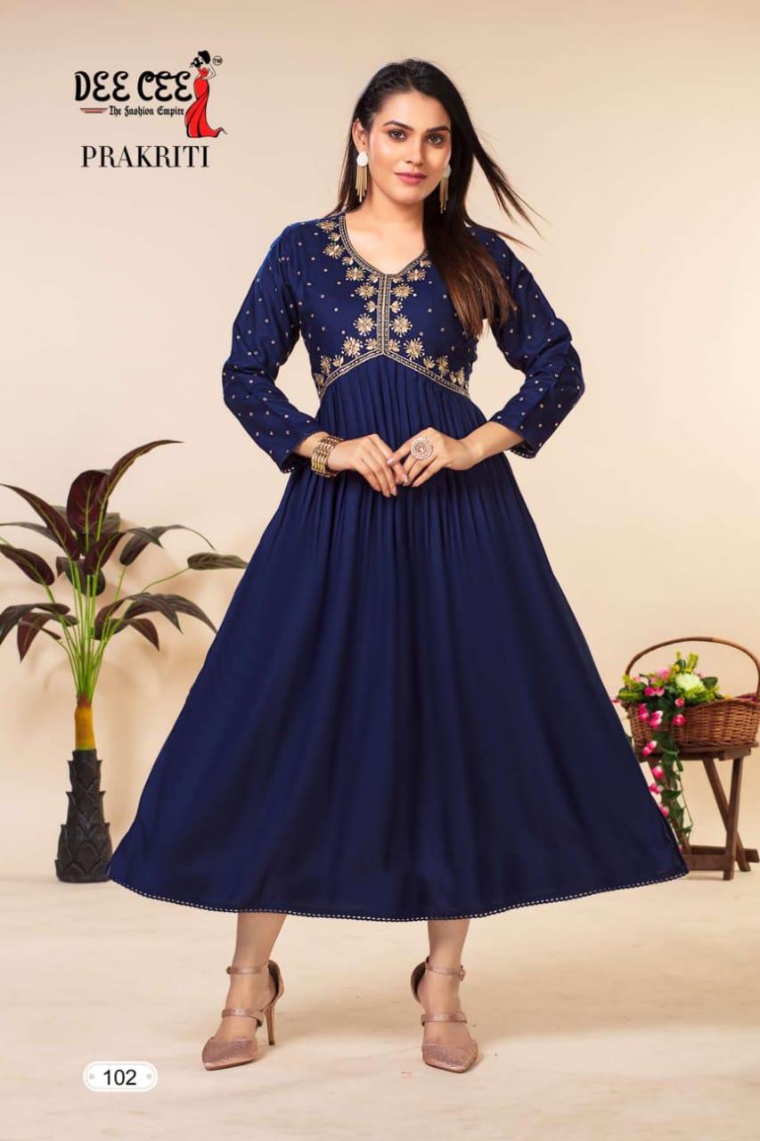 Prakriti By Deecee Rayon Alia Cut Kurtis Catalog