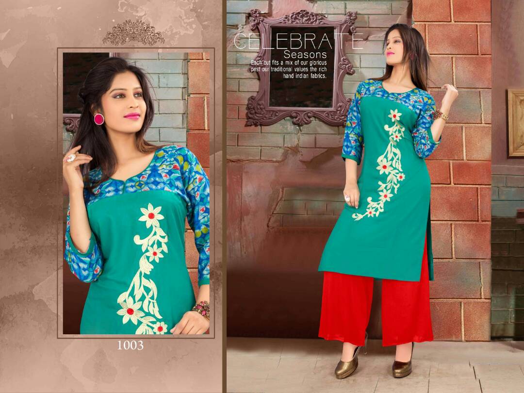 R-Kausar Vol 39 Fancy Latest Designer regular Casual Wear Rayon Printed Kurtis With palazzo Collection
