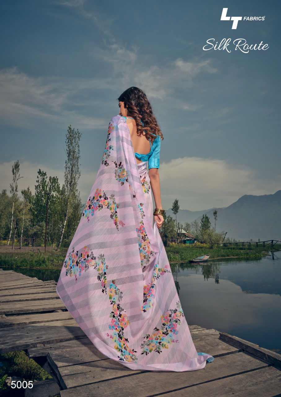 Lt Silk Route Latest Fancy Designer Linen Printed Casual Wear Saree Collection

