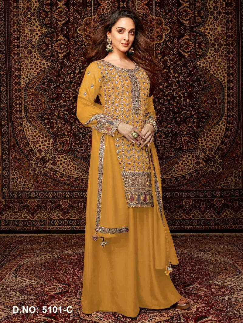 Kiara 5101 A To E Chinon Embroidered Salwar Suits Wholesale Market In Surat