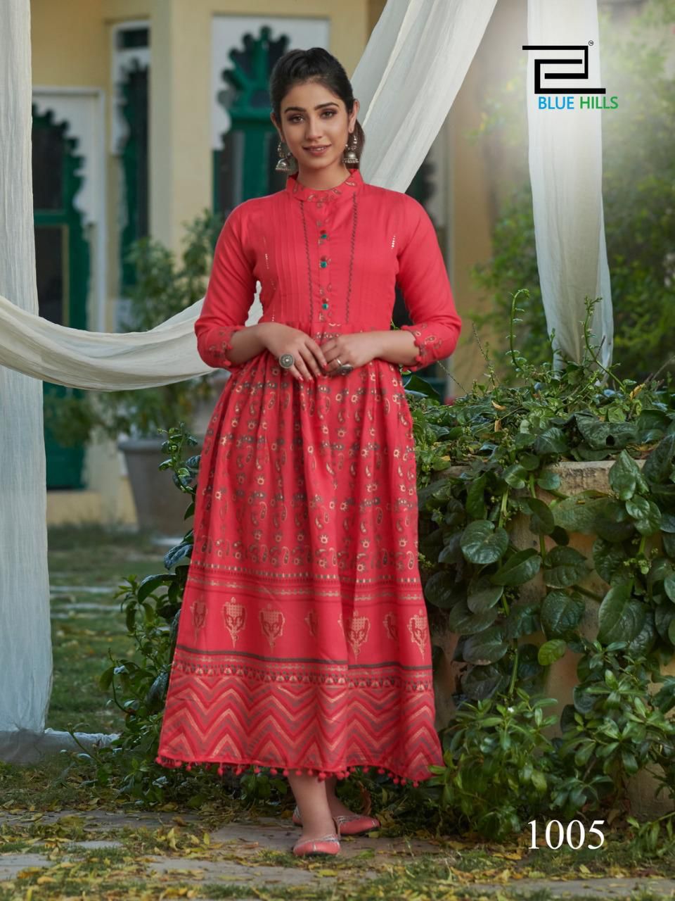 Blue Hills Pom Pom 1 Long Fancy Ethnic Wear Long Anarkali Kurti Collection