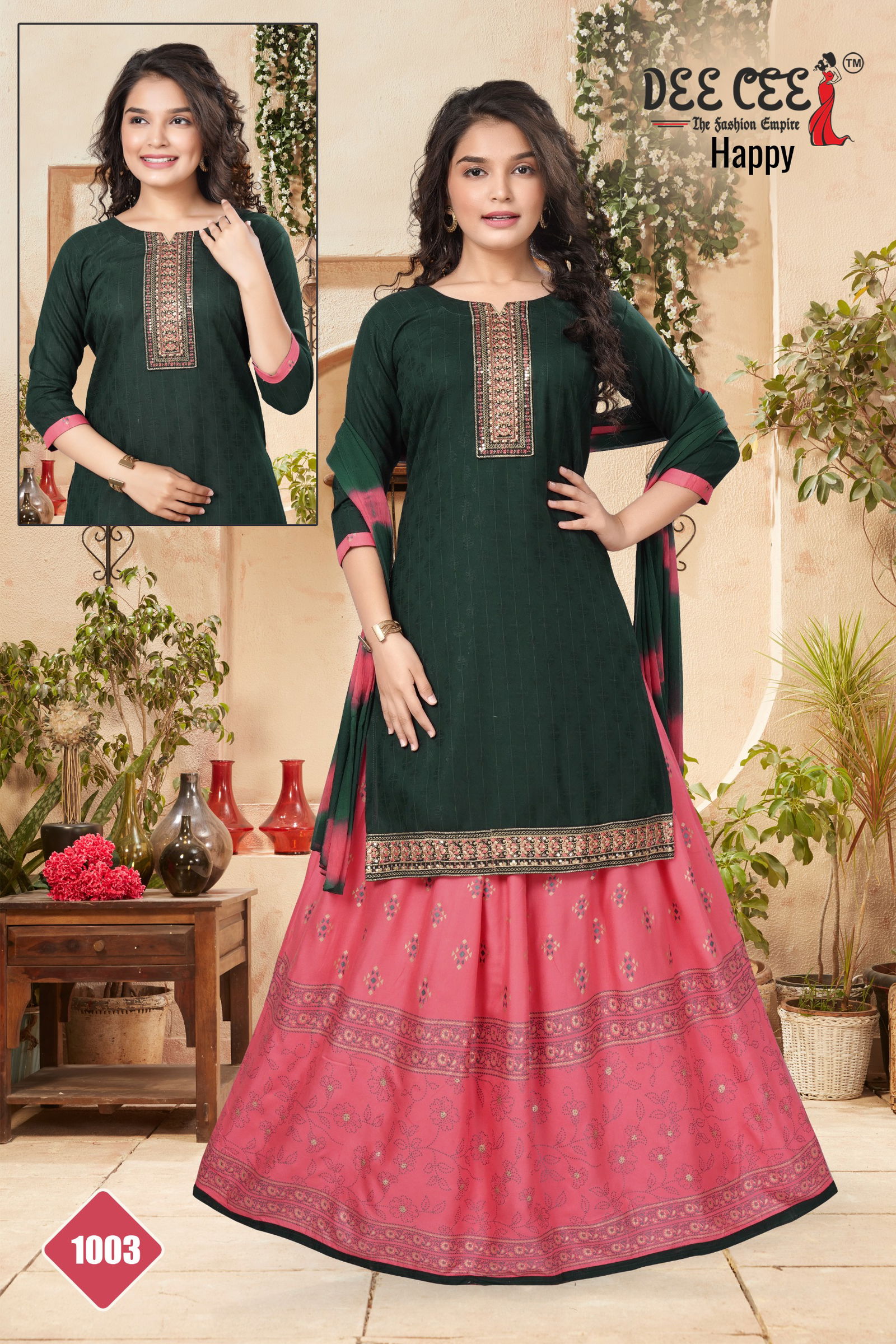 Happy By Deecee Fancy Kids Girl Wear Kurti With Bottom Dupatta Suppliers In India