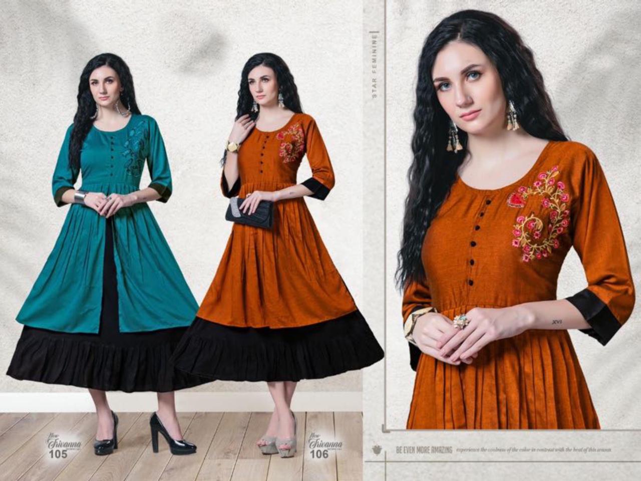 Beauty Queen New Jrivanna Latest Fancy Wear Rayon Anarkali Long Kurti Collection