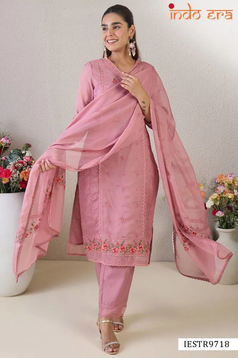 Indo Era 2565 Organza Embroidered Kurti Bottom With Dupatta Suppliers In India