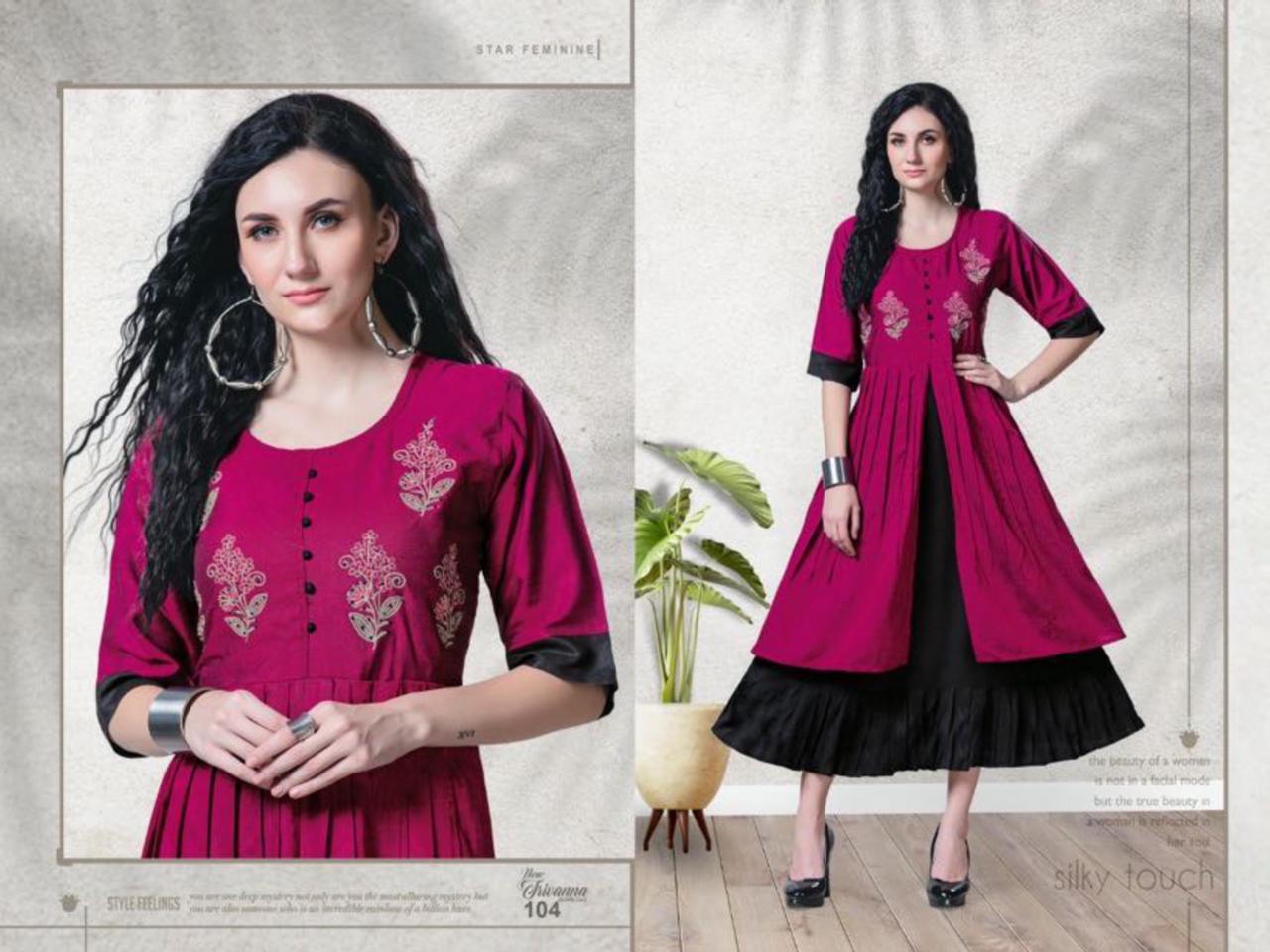 Beauty Queen New Jrivanna Latest Fancy Wear Rayon Anarkali Long Kurti Collection