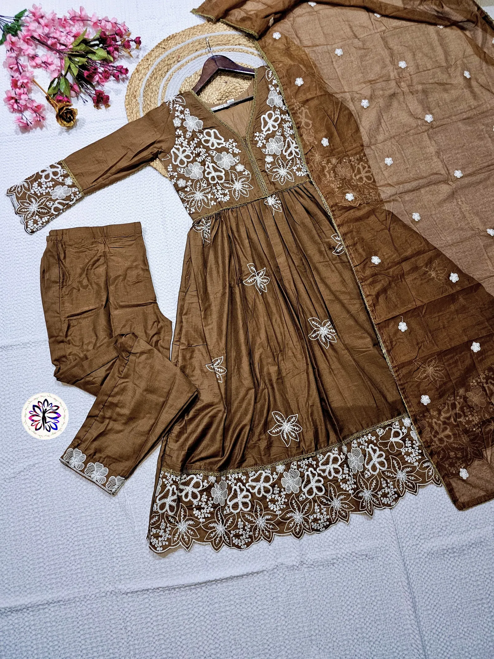 KF 6017 Kalaai Cotton Silk Embroidered Kurti With Bottom Dupatta Exporters In India