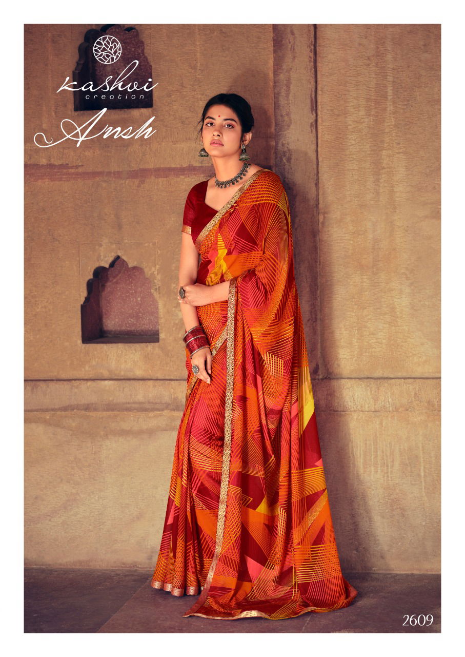Kashvi Ansh 2 Fancy Designer Casual Regular Wear Weightless Georgette Printed Sarees Collection
