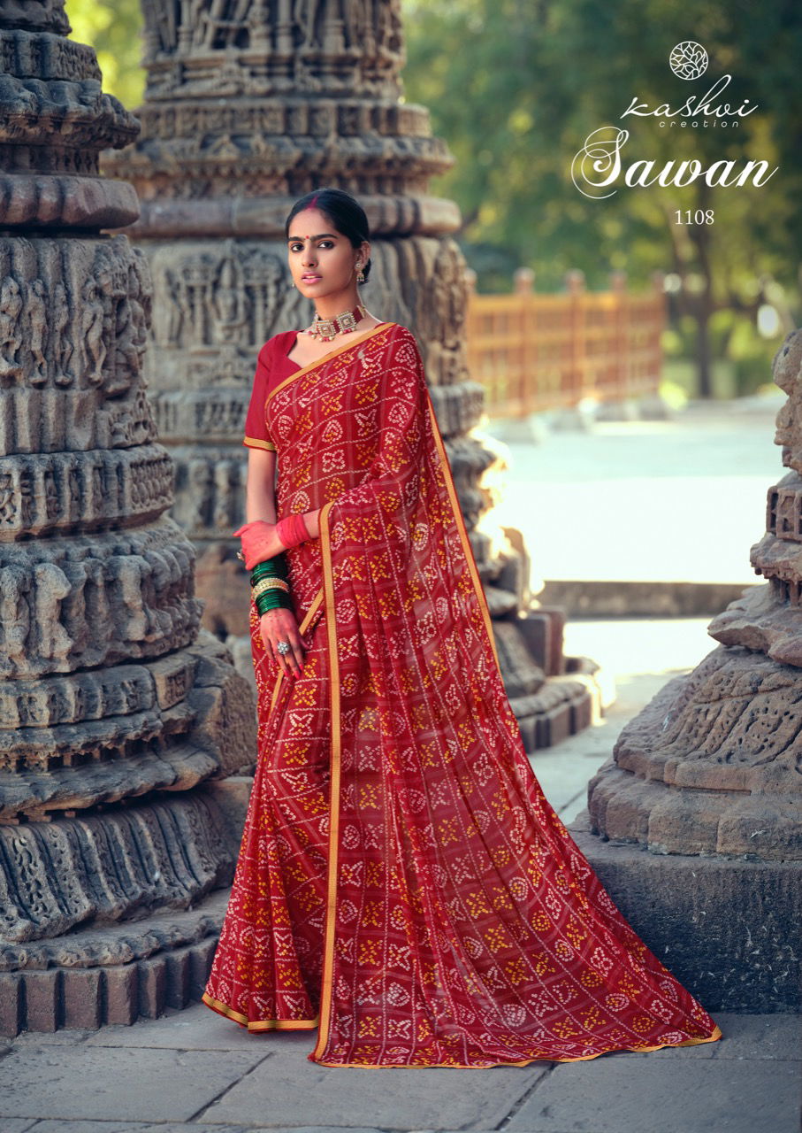 Kashvi Sawan Silk Casual Wear Printed Designer Saree Collection
