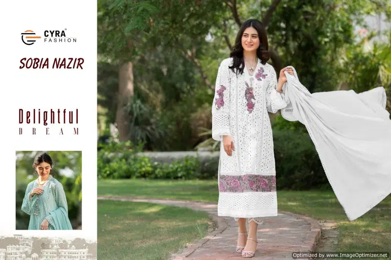 Cyra Sobia Nazir Latest Designer Heavy Embroidery Work Pakistani Salwar Suits Collection With Four Sided Lace Work Dupatta 