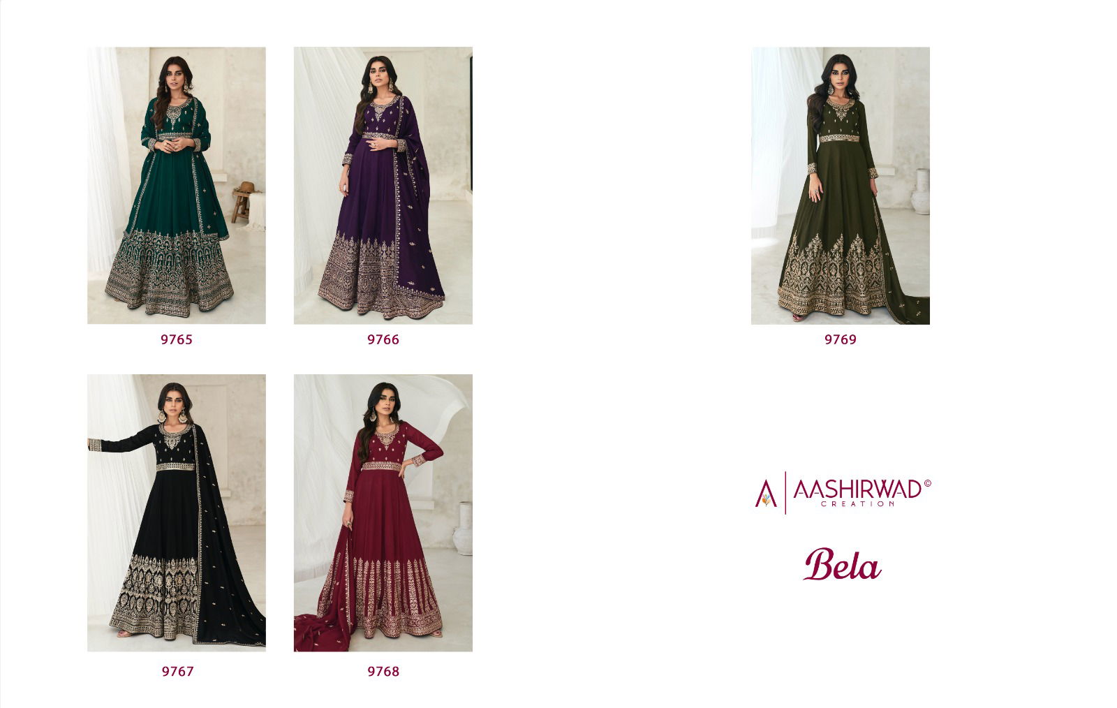 Aashirwad Gulkand Bela Premium Silk Heavy Embroidery Gown With Dupatta Catalog