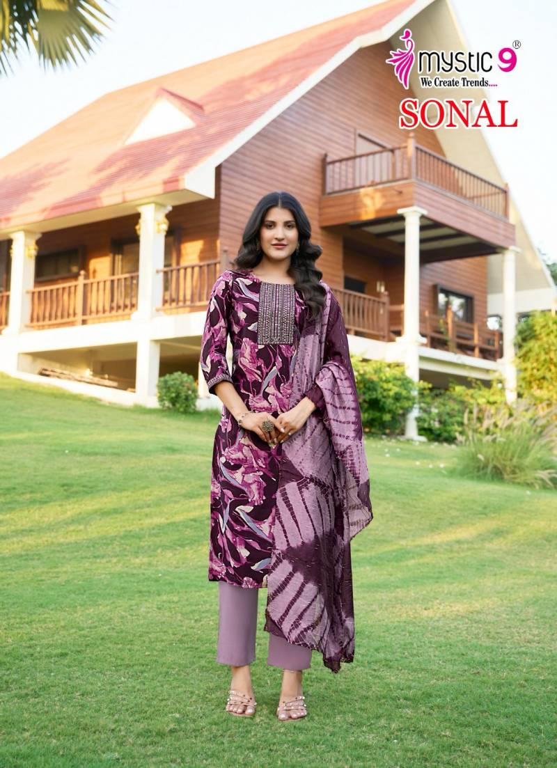 Sonal Vol 2 By Mystic 9 Roman Silk Kurti With Bottom Dupatta Orders In India