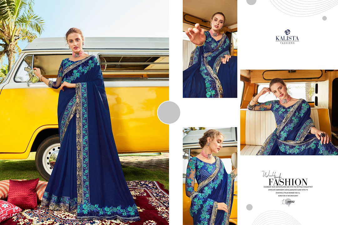 Kalista Glorious 8 Latest Fancy Designer Wedding Wear Vichitra Silk Heavy Embroidered Saree Collection
