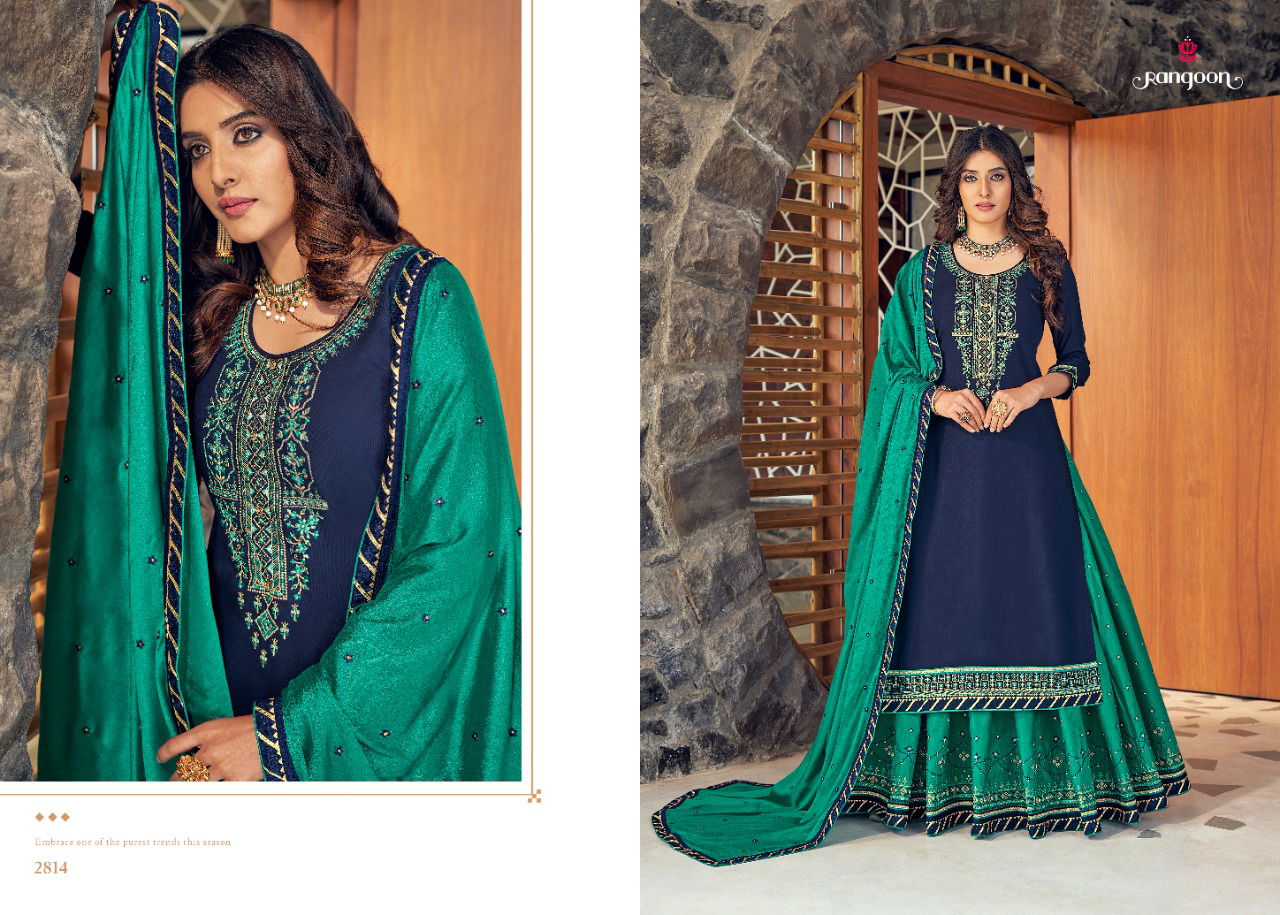 RANGOON PANIHARI PREMIUM Latest Designer Fancy Wedding Wear Heavy Rayon With Embroidery work Salwar Suit Collection