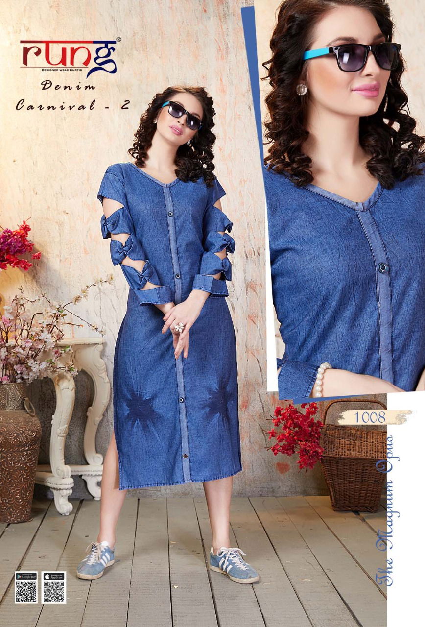 RUNG DENIM CARNIVAL VOL-2 Latest Designer Fancy Festive Wear Heavy Denim Kurtis Collection