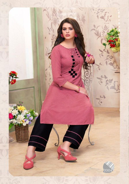 Seven Threads B. Dots Latest Collection Of Heavy Embroidered Rayon Kurtis With Bottom 