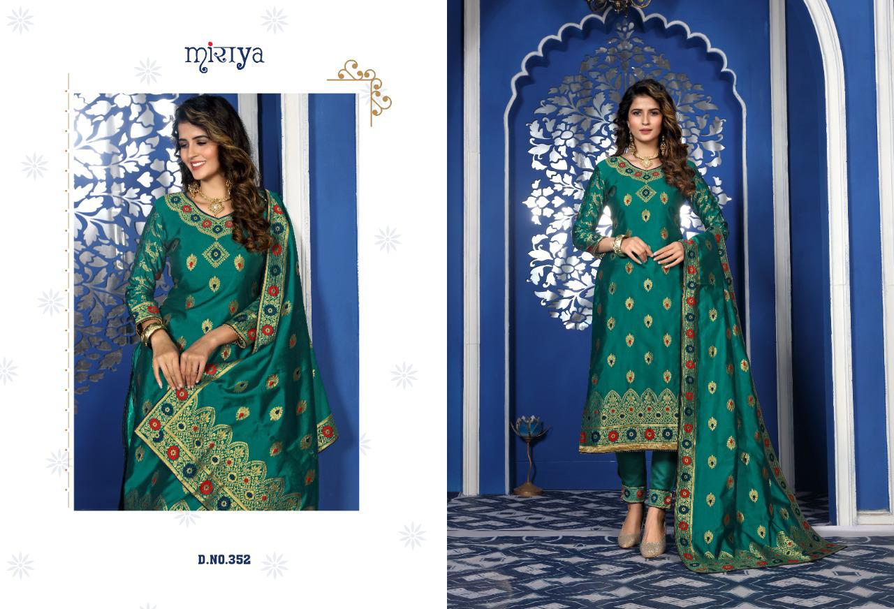 Aarav Basanti Fancy Designer Festive Wear Silk Minakari jacquard with fancy diamond Work Dress Material Collection
