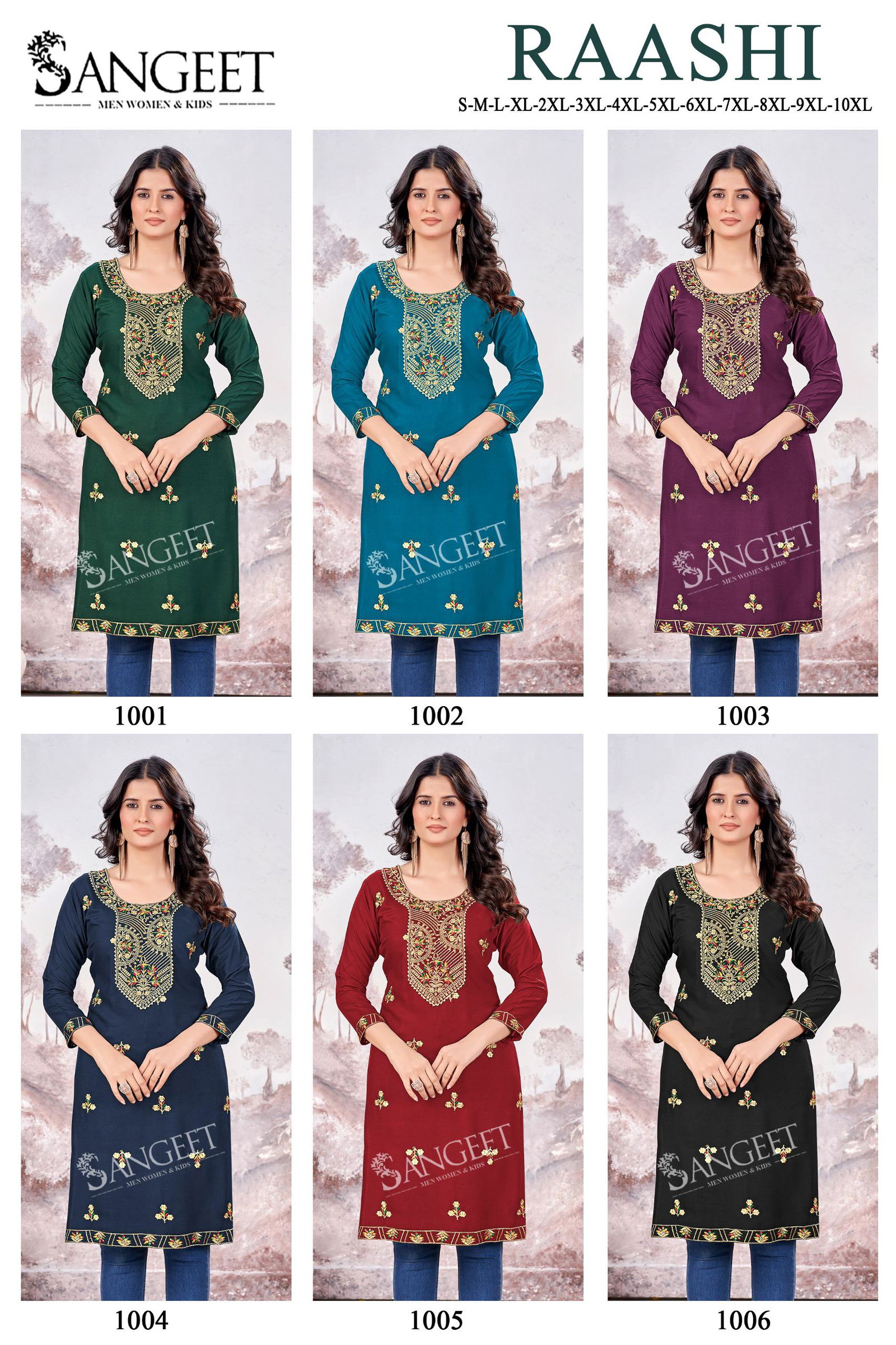 Raashi By Sangeet Rayon Embroidery Designer Kurti Exporters In India