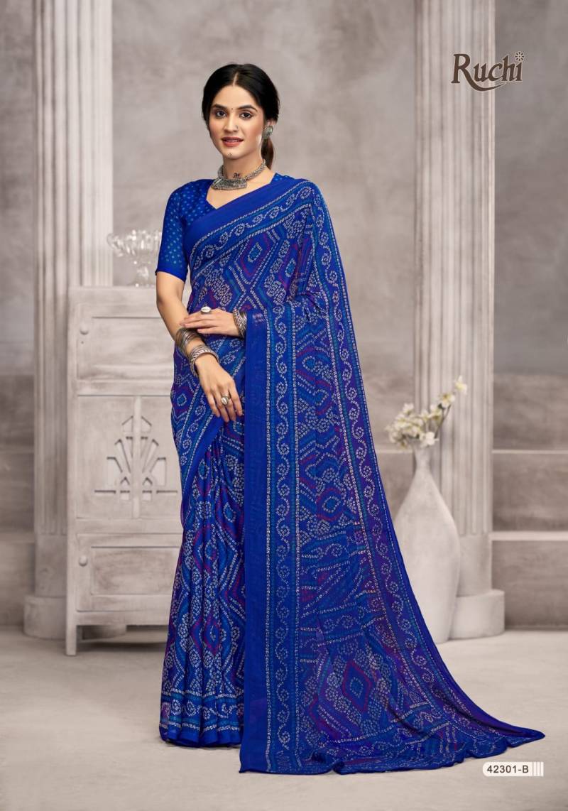 Star Chiffon 194 By Ruchi Printed Chiffon Saree Wholesale Price In Surat