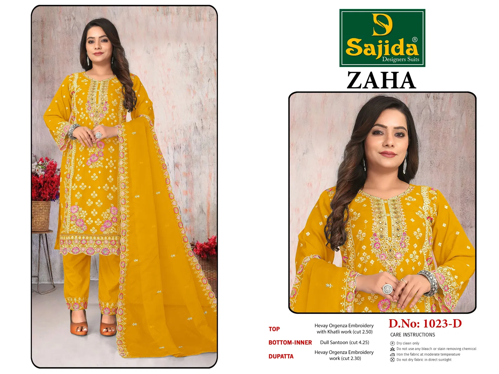Zaha Vol 2 by Sajida Organza Pakistani Salwar Kameez Suppliers In India