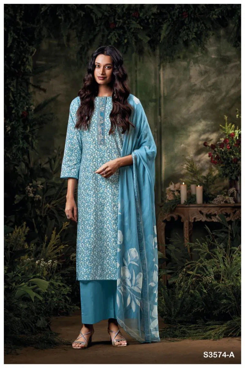 Cianna By Ganga Cotton Printed Embroidered Salwar Suit Wholesale Clothing Distributors In India