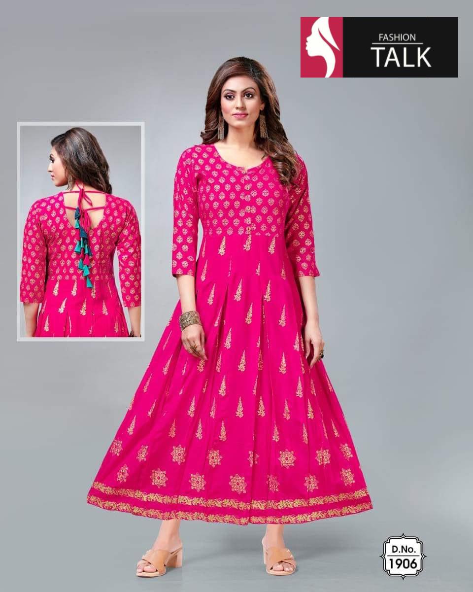 Ft Rayon Dori Patt Ethnic Wear Rayon Printed Latest Designer Kurtis Collection
