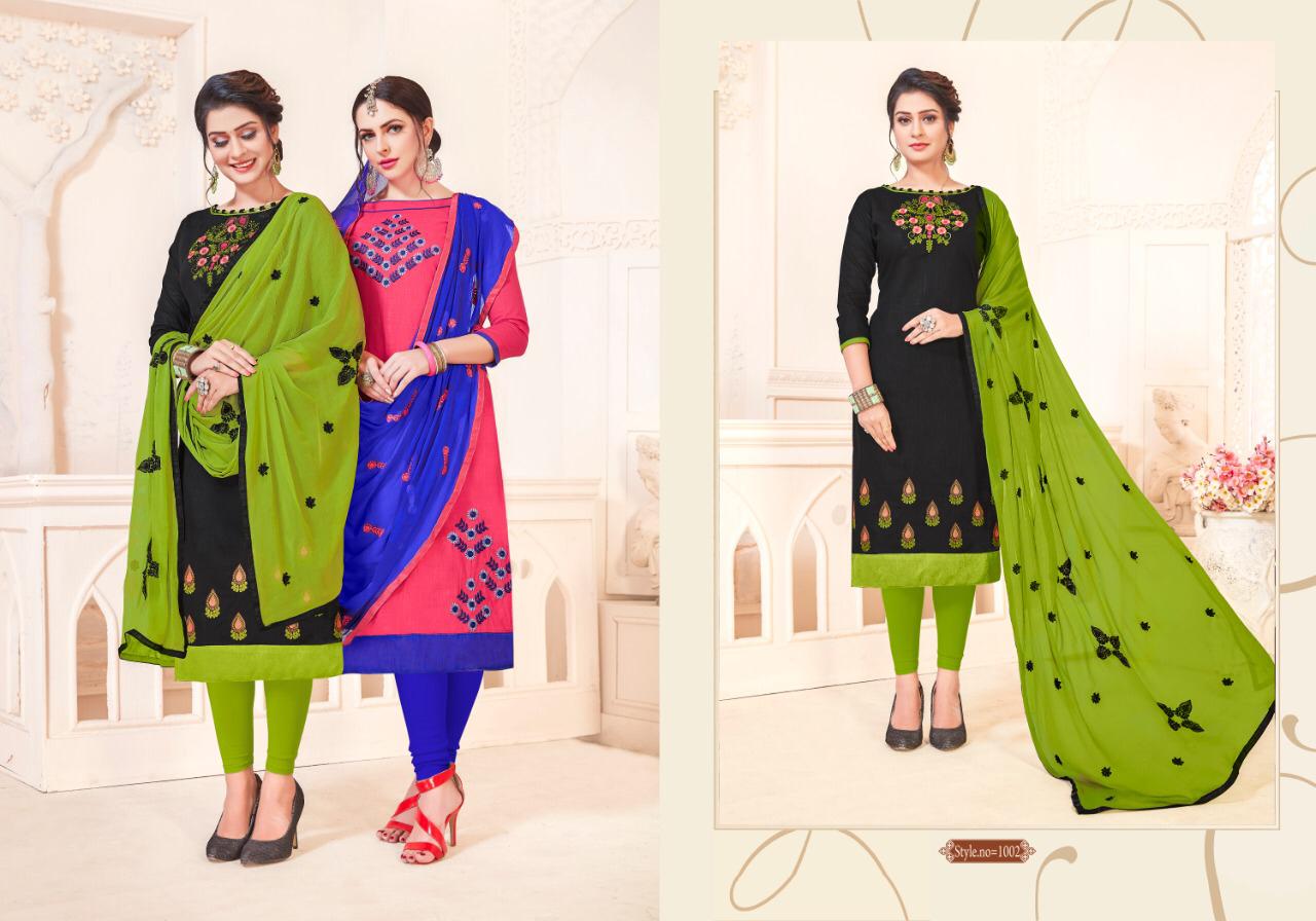 Maahi South Cotton Slub With Embroidery Work And Najmeen Embroifery Work Dupatta Dress Mterial OR Ready Made Collection