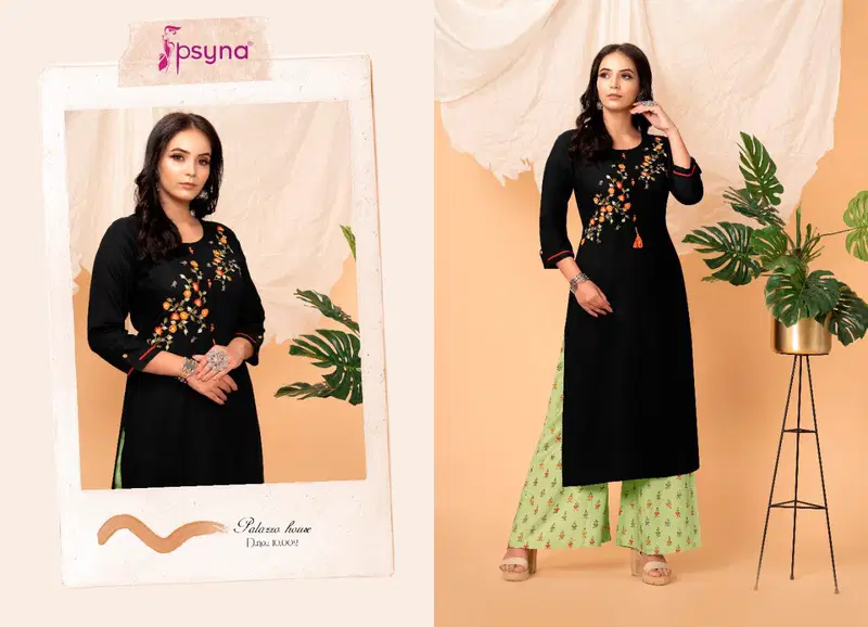 Palazzo House Vol 10 By Psyna Rayon Stylish Long Top With Plazzo Wholesale Clothing Suppliers In India