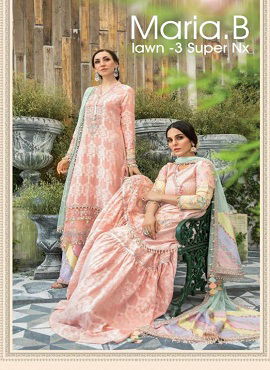 Maria B Lawn-3 Super Nx New Launch Of Heavy Designer Pakistani Salwar Suit With Heavy Embroidery Work