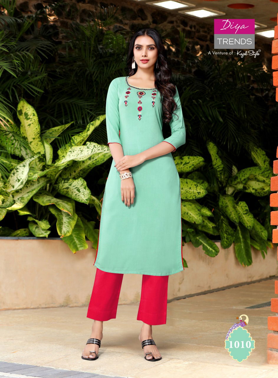 Casual Diaries 1 Latest Fancy Designer Casual Wear Heavy Embroidery Work Rayon Kurtis Collection
