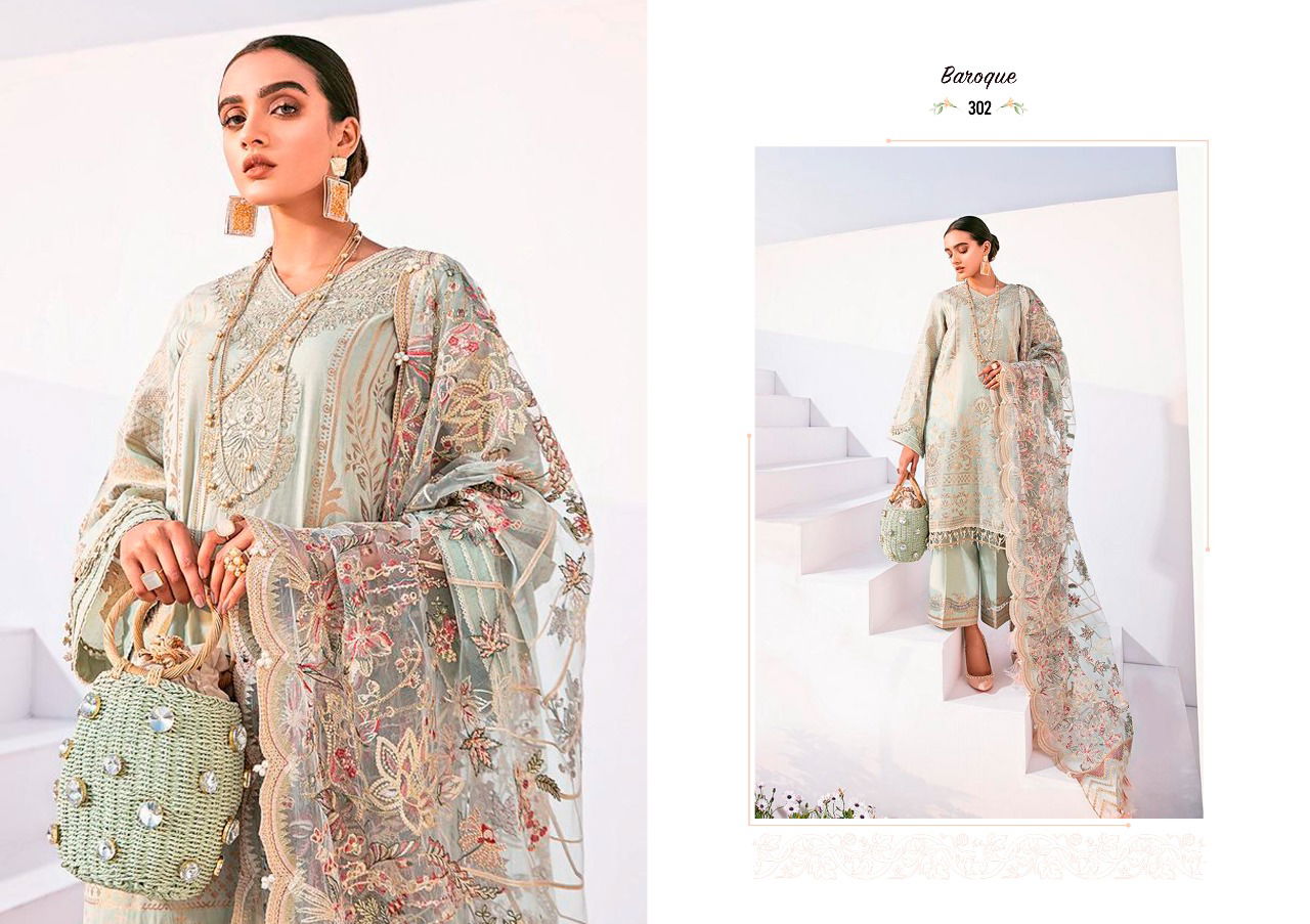 Shraddha Baroque Latest Fancy Designer Lawn Cotton Heavy Embroidery And Printed Dupatta Work Designer Pakistani Eid Collection
