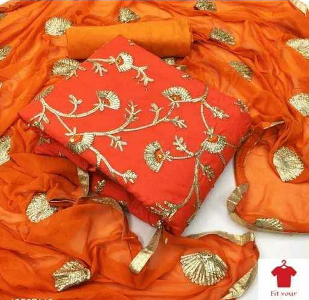 Gota Patti Special Designer Casual Wear Modal Chanderi Silk Lining Santoon Silk Nazneen Silk Dupatta Dress Material Collection
