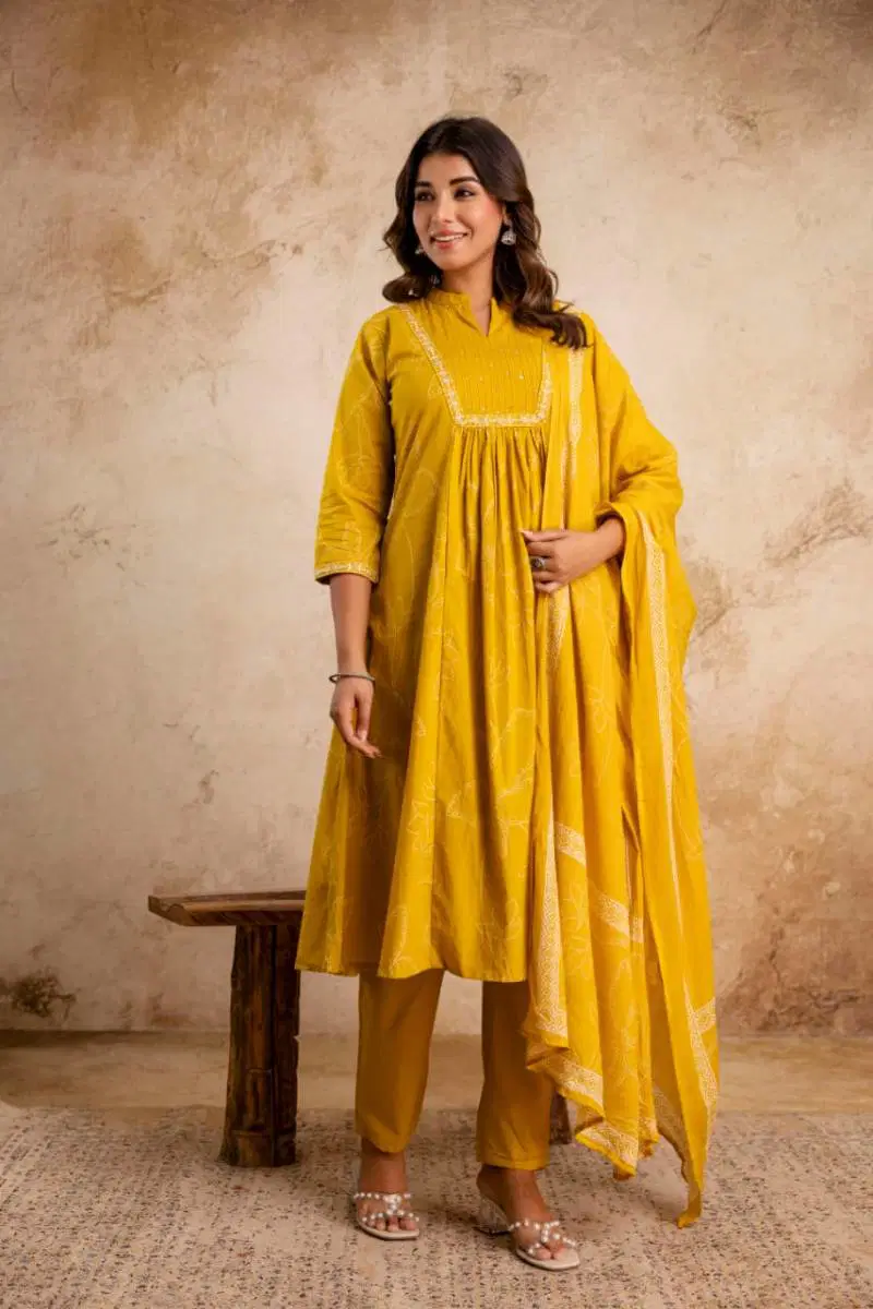 Naisha K 32 Cotton Embroidered Kurti Bottom With Dupatta Bulk Orders In India