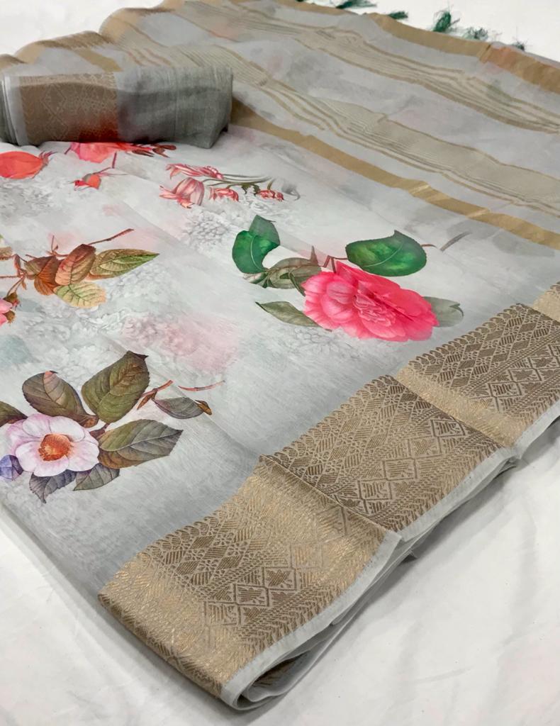 Rajyog trisha Silk Latest Fancy Designer Festive Wear Designer Cotton Printed Saree Collection
