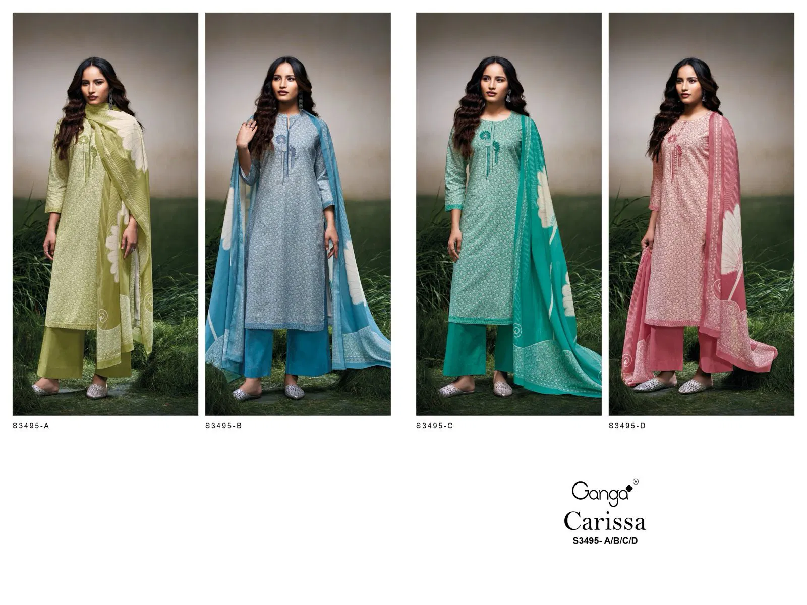 Carissa 3495 By Ganga Cotton Printed Dress Material Wholesale Online