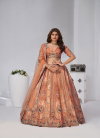 Rust Colour Banarsi Silk Lahenga With Blouse And Dupatta Online Wholesale Kf 2151