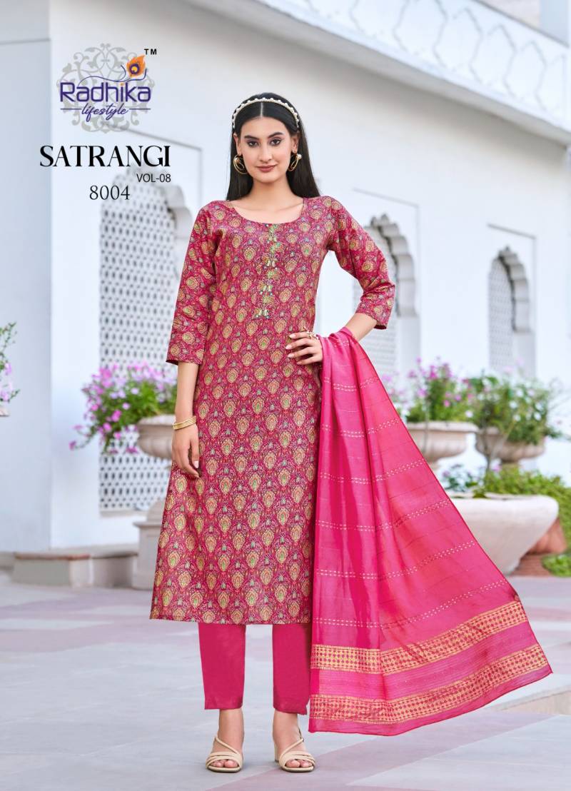 Satrangi Vol 8 By Radhika Modal Printed Kurti With Bottom Dupatta Wholesale In India