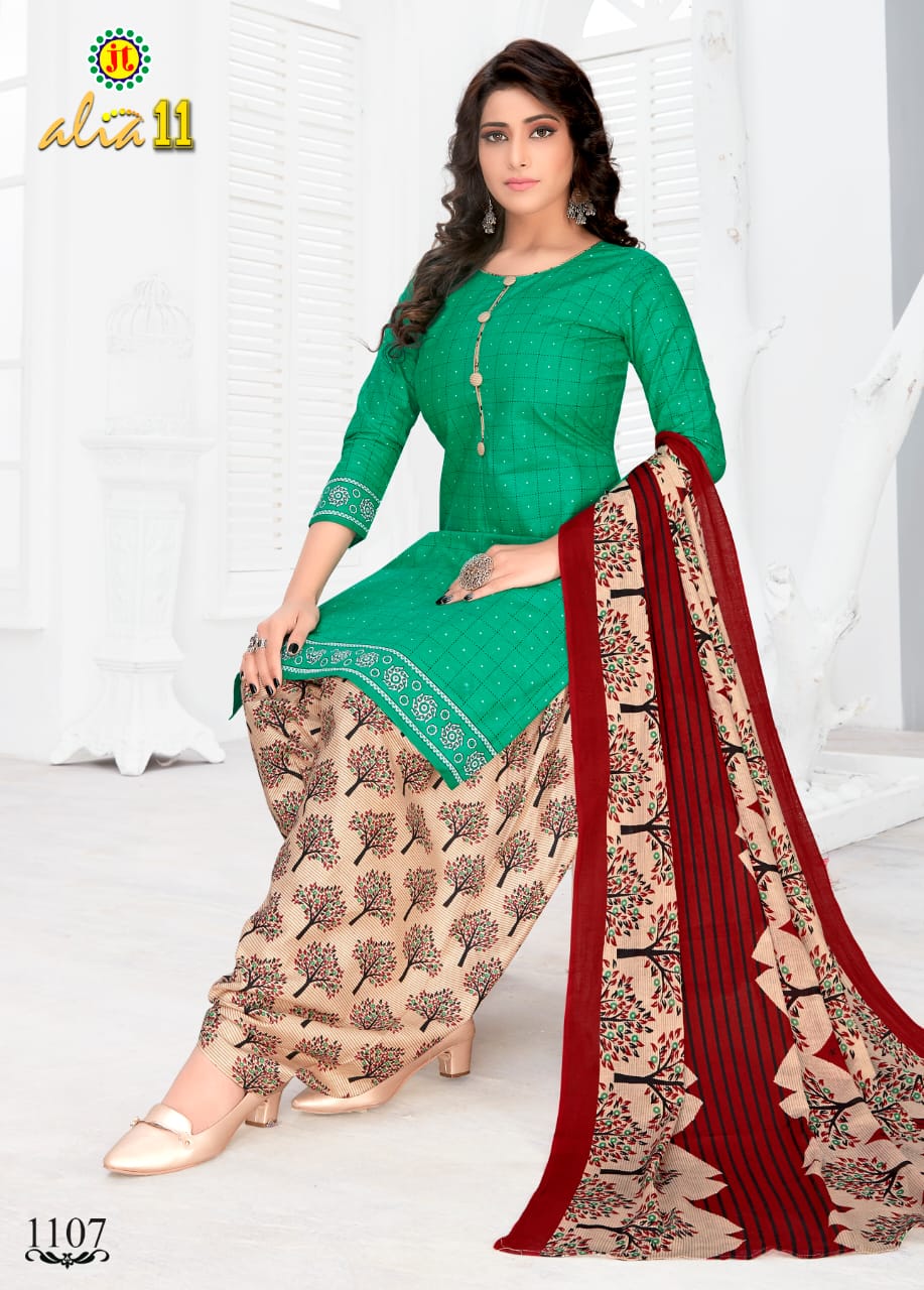 Jt Alia 11 Regular Wear Printed pure Cotton Dress Material With Chiffon Dupatta Collection