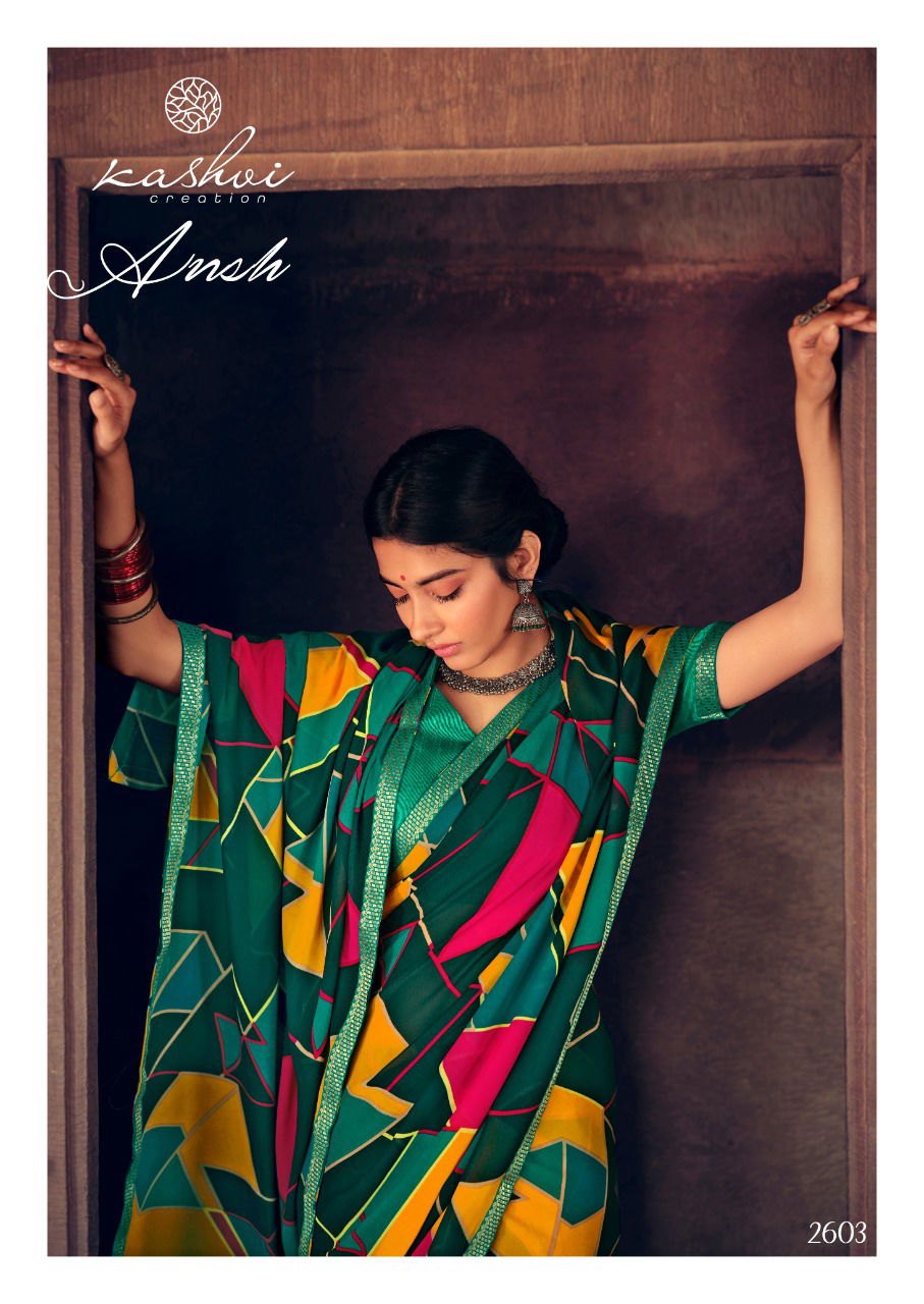 Kashvi Ansh 2 Fancy Designer Casual Regular Wear Weightless Georgette Printed Sarees Collection
