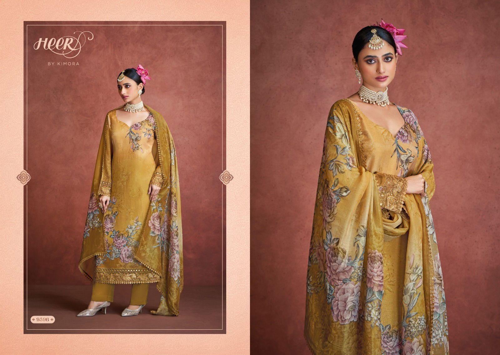 Rabia By Kimora Heer Muslin Banarasi jari Salwar Suits Wholesalers In Delhi