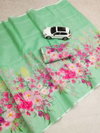 MG 139 Plain Linen Digital Printed Surat Designer Sarees Wholesale Market