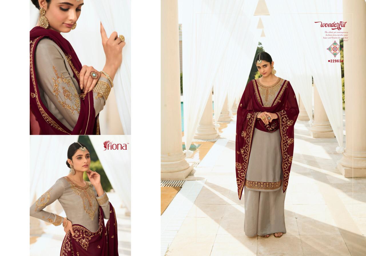FIONA GULSAN Latest Wedding Wear Georgette Heavy Embroidery And stone Work Top with Dupatta Salwar Suits Collection  