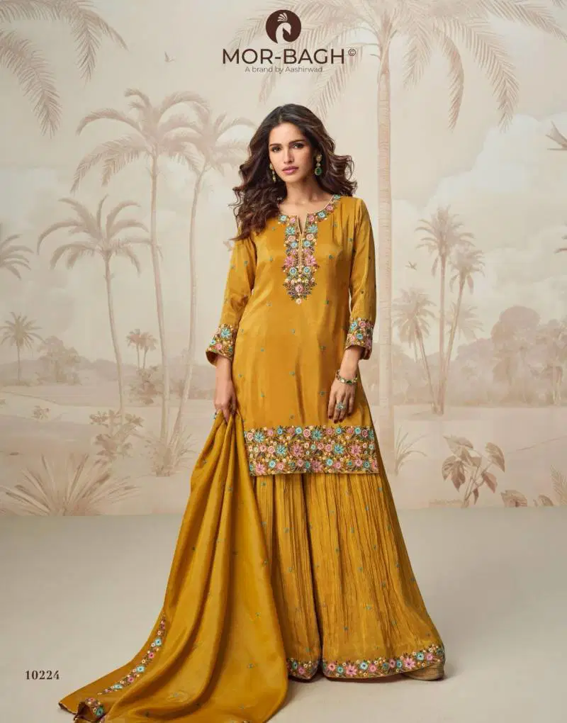 Nagma By Aashirwad Organza Simmer Silk Salwar Suits Wholesale In India