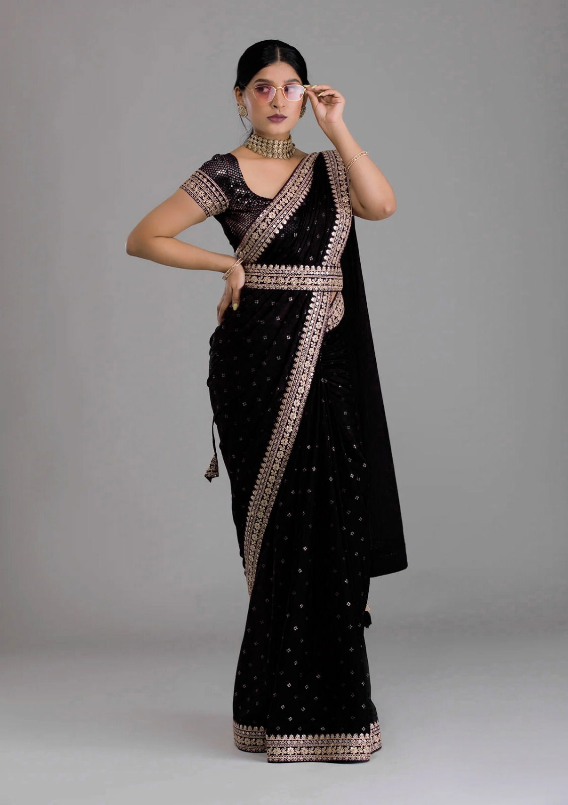 Trupti Chinon Border Lace Party Wear Sarees Catalog