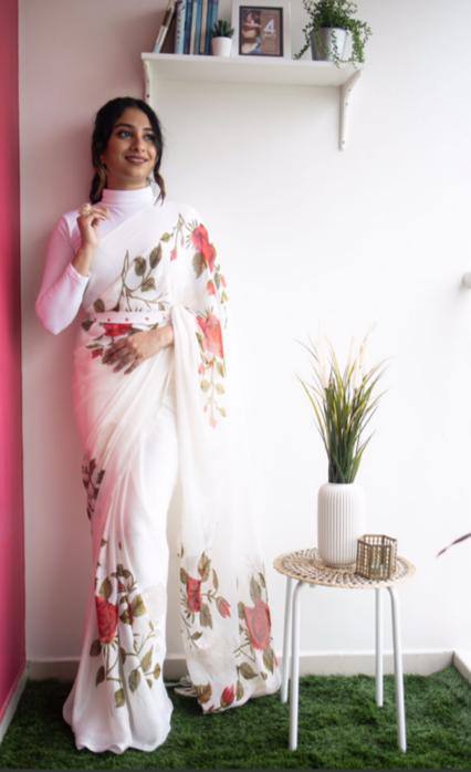 Mg290 Mangalya Georgette Digital Print Saree Catalog
