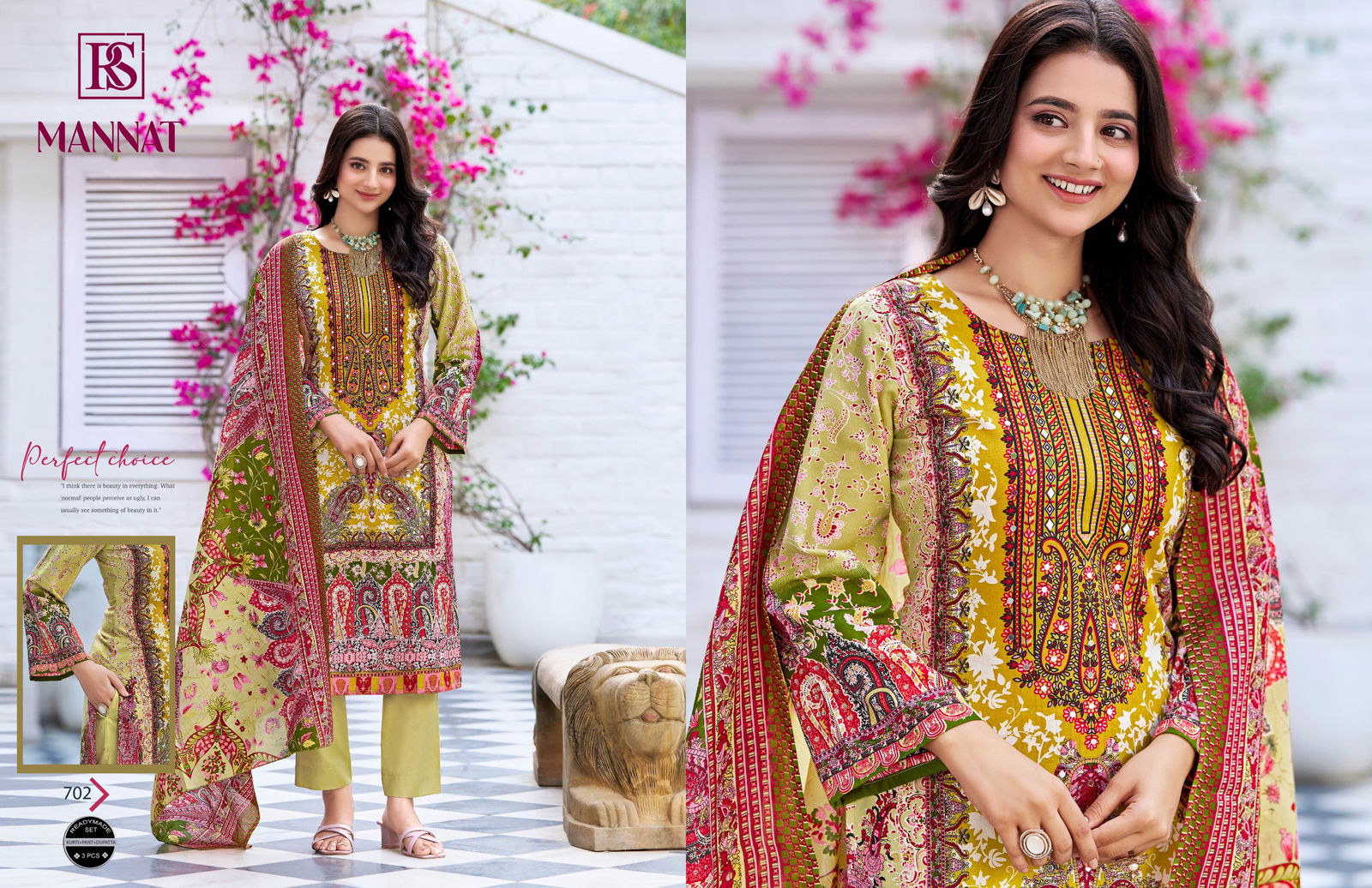 Mannat By Rangi Sangi Cotton Pakistani Kurti With Bottom Dupatta Wholesale Online