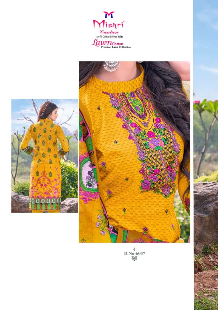 Mishri Lawn Cotton 6 Latest fancy Designer Casual Regular Wear Printed Cotton Karachi Dress Material Collection

